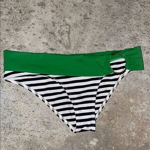 Aeon M Green and Black Striped Women's Swim Bottom
